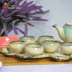 Bộ Ấm Trà Cao Men Hỏa Biến Khay Sen Dài