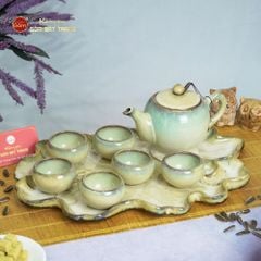 Bộ Ấm Trà Cao Men Hỏa Biến Khay Sen Dài