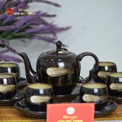 Bộ Ấm Trà Đà Điểu Xước Men Hỏa Biến