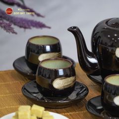 Bộ Ấm Trà Đà Điểu Xước Men Hỏa Biến