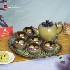 Bộ Ấm Trà Đèn Thần Men Hỏa Biến Khay Trầu