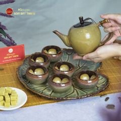 Bộ Ấm Trà Đèn Thần Men Hỏa Biến Khay Trầu