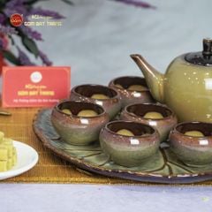 Bộ Ấm Trà Đèn Thần Men Hỏa Biến Khay Trầu
