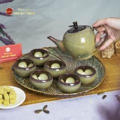 Bộ Ấm Trà Đèn Thần Men Hỏa Biến Khay Xoáy