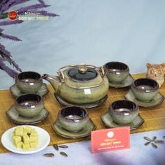 Bộ Ấm Trà Giang Tây Gấm Hoa Men Hỏa Biến