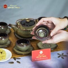 Bộ Ấm Trà Giang Tây Gấm Hoa Men Hỏa Biến