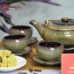 Bộ Ấm Trà Giang Tây Gấm Hoa Men Hỏa Biến