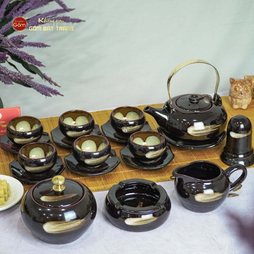 Bộ Ấm Trà Giang Tây Xước Hoa Men Hỏa Biến