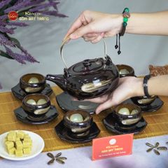 Bộ Ấm Trà Giang Tây Xước Hoa Men Hỏa Biến