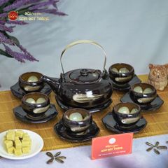 Bộ Ấm Trà Giang Tây Xước Hoa Men Hỏa Biến