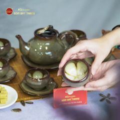 Bộ Ấm Trà Hồ Lô Gấm Men Hỏa Biến