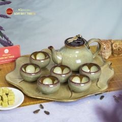 Bộ Ấm Trà Hồ Lô Men Hỏa Biến Khay Bông
