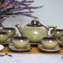 Bộ Ấm Trà Quả Hồng Gấm Men Hỏa Biến