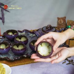 Bộ Ấm Trà Quả Hồng Men Hỏa Biến Khay Lá Sen