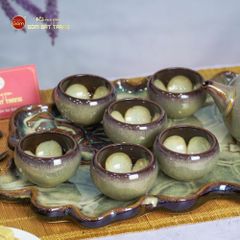 Bộ Ấm Trà Quả Hồng Men Hỏa Biến Khay Sen Dài