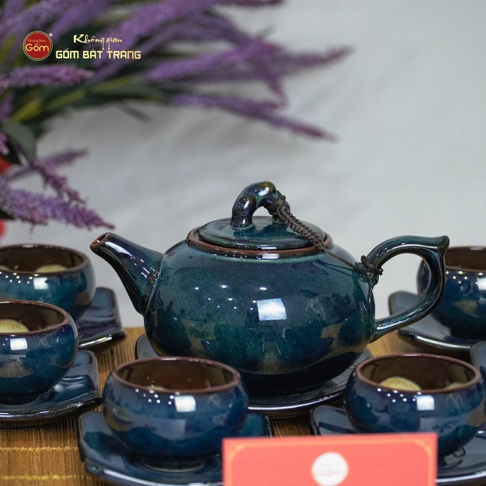 Bộ Ấm Trà Quả Hồng Xanh Men Hỏa Biến