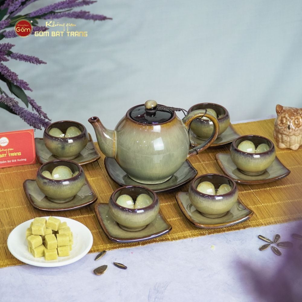 Bộ Ấm Trà Quả Lê Men Hỏa Biến