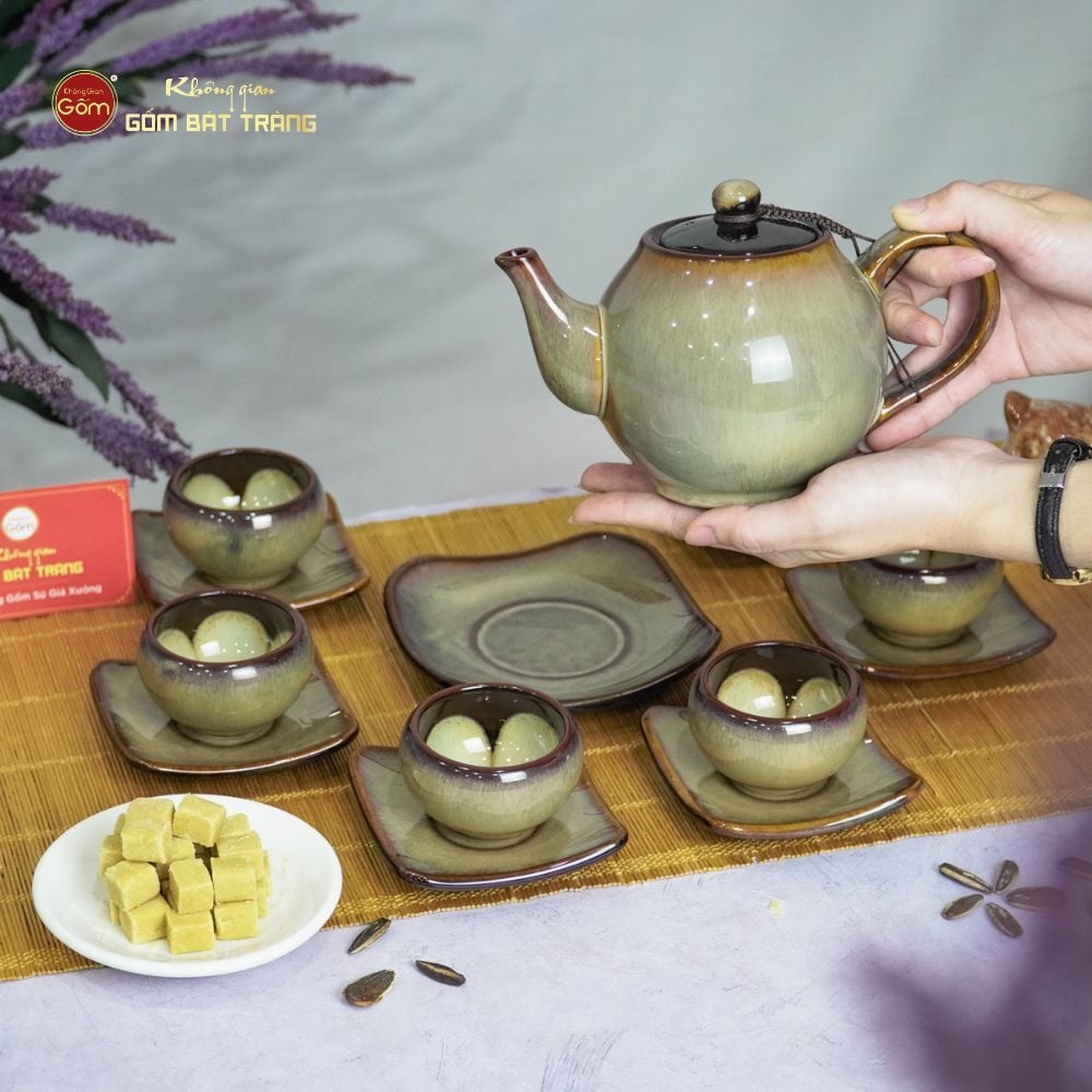 Bộ Ấm Trà Quả Lê Men Hỏa Biến