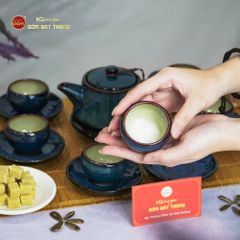 Bộ Ấm Trà Quai Trúc Men Hỏa Biến