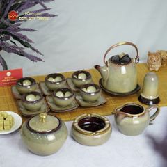 Bộ Ấm Trà Siêu Gấm Hoa Men Hỏa Biến