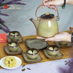 Bộ Ấm Trà Siêu Gấm Hoa Men Hỏa Biến