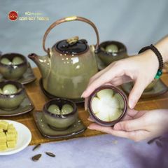 Bộ Ấm Trà Siêu Gấm Hoa Men Hỏa Biến