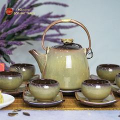Bộ Ấm Trà Siêu Gấm Hoa Men Hỏa Biến