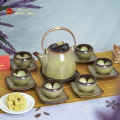 Bộ Ấm Trà Siêu Gấm Hoa Men Hỏa Biến