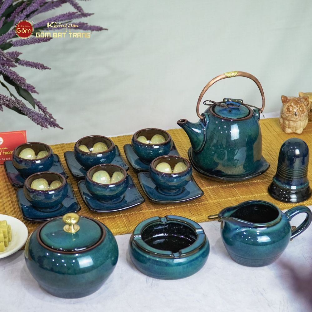 Bộ Ấm Trà Siêu Hoa Men Hỏa Biến