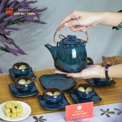 Bộ Ấm Trà Siêu Hoa Men Hỏa Biến