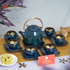 Bộ Ấm Trà Siêu Hoa Men Hỏa Biến