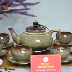 Bộ Ấm Trà Thiên Nga Gấm Hoa Men Hỏa Biến