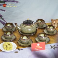 Bộ Ấm Trà Thiên Nga Gấm Hoa Men Hỏa Biến