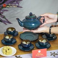 Bộ Ấm Trà Thiên Nga Hoa Men Hỏa Biến