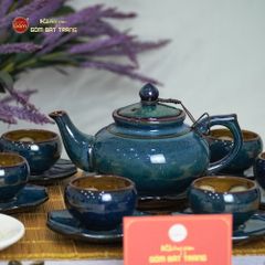 Bộ Ấm Trà Thiên Nga Hoa Men Hỏa Biến