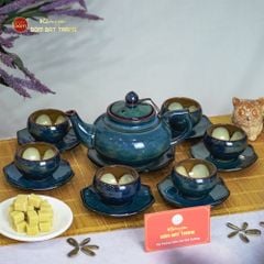 Bộ Ấm Trà Thiên Nga Hoa Men Hỏa Biến