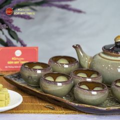 Bộ Ấm Trà Thiên Nga Men Hỏa Biến Khay Trầu
