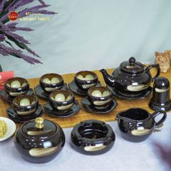 Bộ Ấm Trà Thiên Nga Xước Hoa Men Hỏa Biến