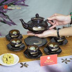 Bộ Ấm Trà Thiên Nga Xước Hoa Men Hỏa Biến