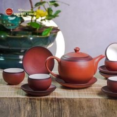 Bộ Ấm Trà Tử Sa Đỏ Son Ganh Bé