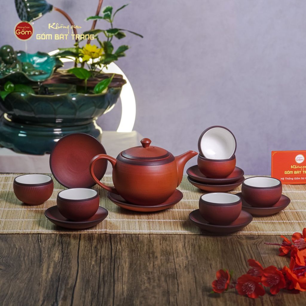 Bộ Ấm Trà Tử Sa Đỏ Son Ganh Bé