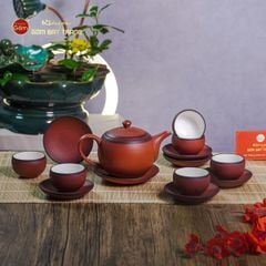 Bộ Ấm Trà Tử Sa Đỏ Son Ganh Bé
