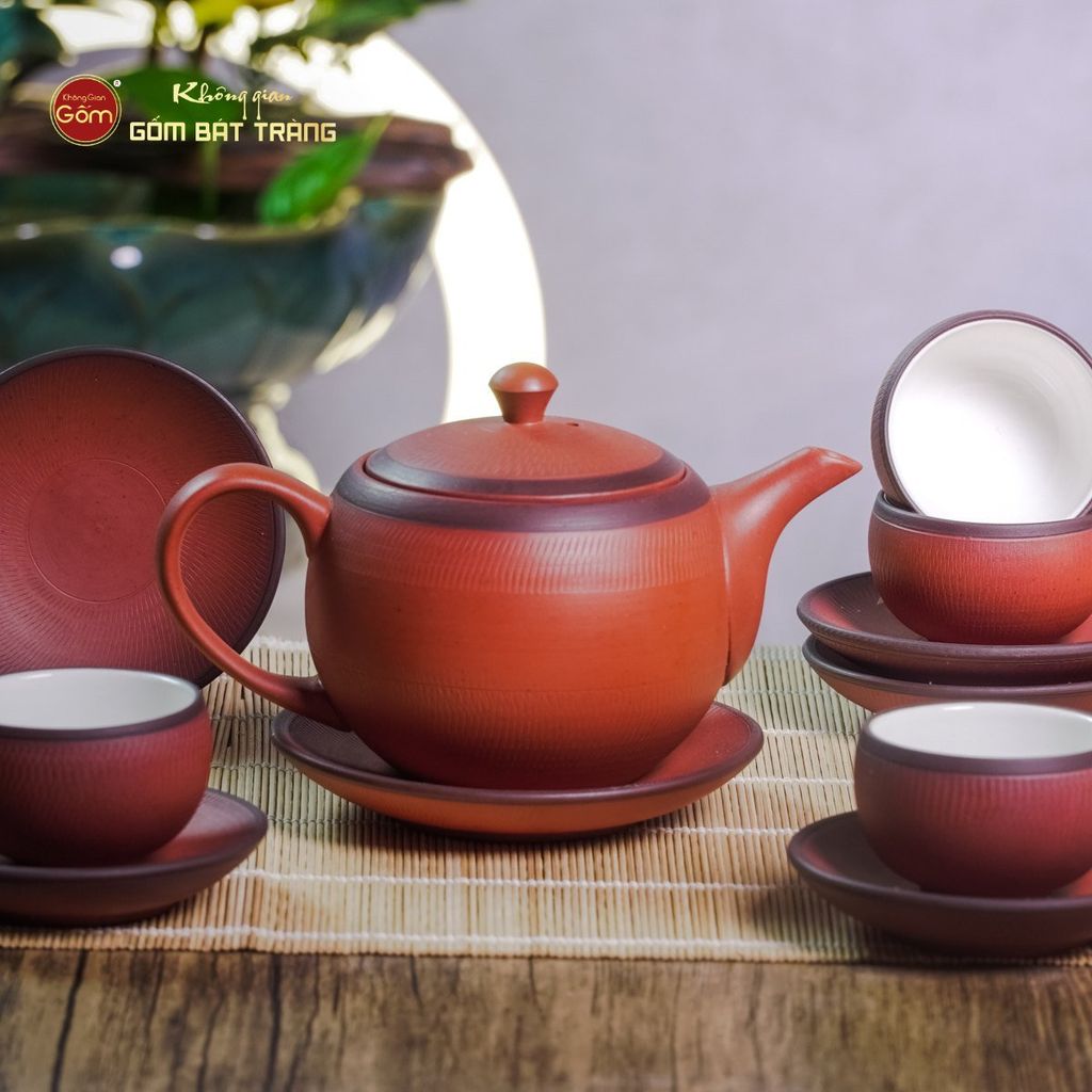 Bộ Ấm Trà Tử Sa Đỏ Son Ganh Bé
