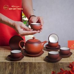 Bộ Ấm Trà Tử Sa Đỏ Son Ganh Bé
