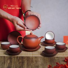 Bộ Ấm Trà Tử Sa Đỏ Son Ganh Bé
