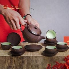 Bộ Ấm Trà Tử Sa Nâu Sao Vàng