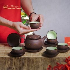 Bộ Ấm Trà Tử Sa Nâu Sao Vàng