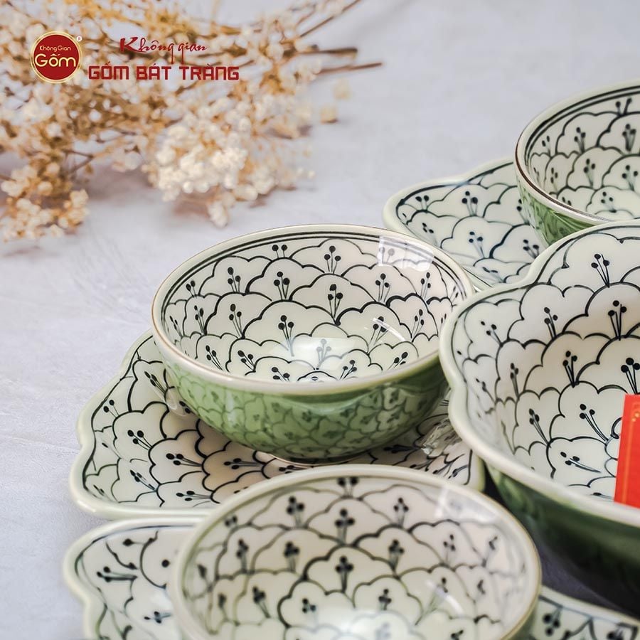 Bộ Bát Đĩa Hoa Mặt Trời Hoa Bèo