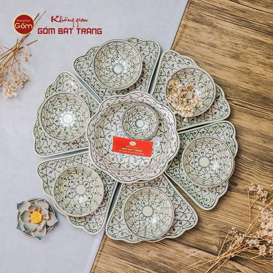 Bộ Bát Đĩa Hoa Mặt Trời Hoa Bèo