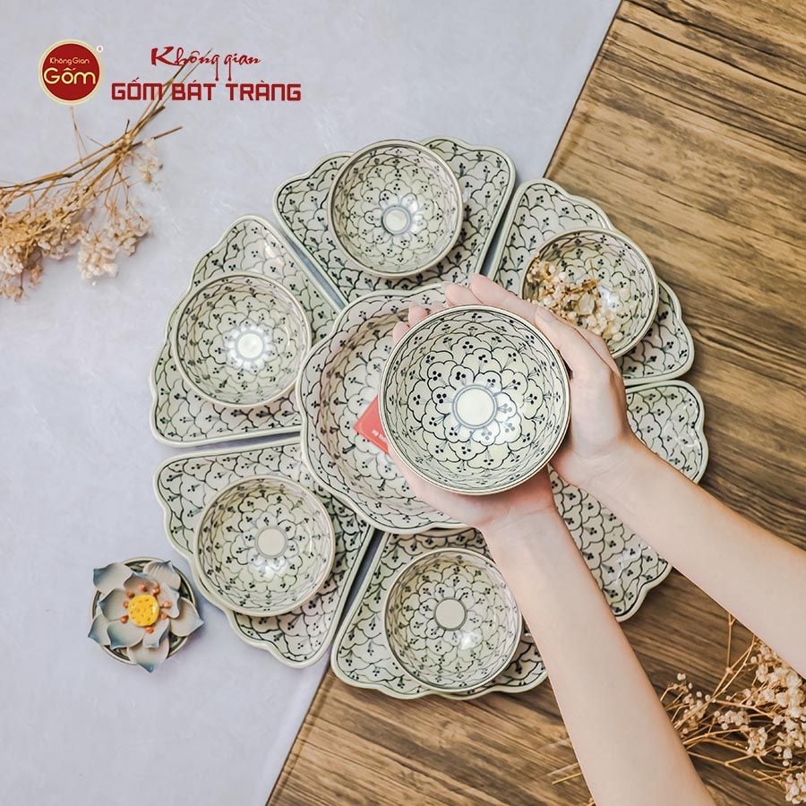 Bộ Bát Đĩa Hoa Mặt Trời Hoa Bèo